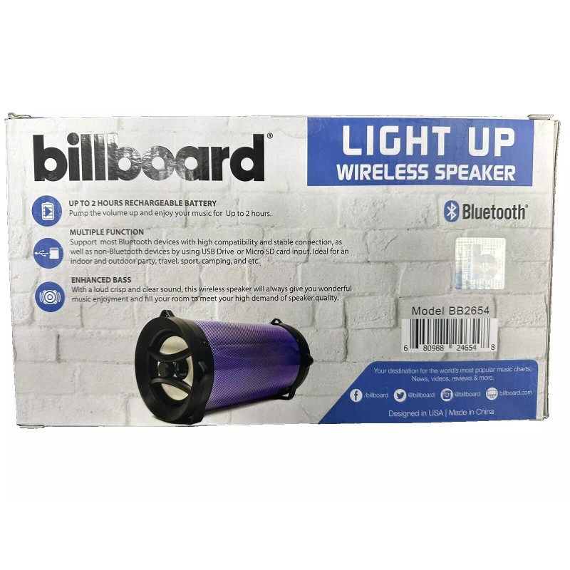 Billboard Light Up Wireless Speaker Rechargeable Multi Function LED Micro