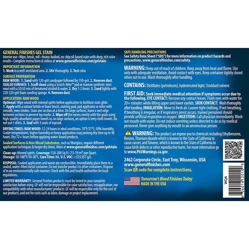General Finishes Oil Base Gel Stain, 1 Half-Pint, White