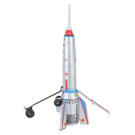 Tin Rocket Toy MS378 Vintage Decorative Collectible Rocket Ship Model for Home Bar Store