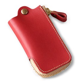 ALLUTHE Key Case, Men's, Women's, Compatible with Smart Keys, Leather, Made in Japan, Key Holder, Matching Pair, Anniversary, Gift, 02.red