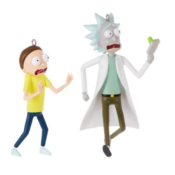 Hallmark Keepsake Christmas Ornament 2022, Rick and Morty Just Don't Think About It, Morty! Set of 2
