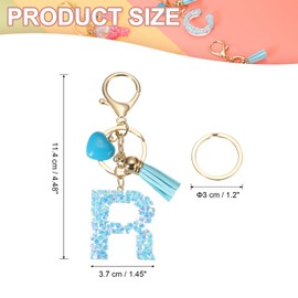 PATIKIL Alphabet Initial Letter Keychain, Resin Cute Keychains with Tassel Heart Letter R Pendant Charm for Women Key Purse Handbag Bag Accessories, Blue