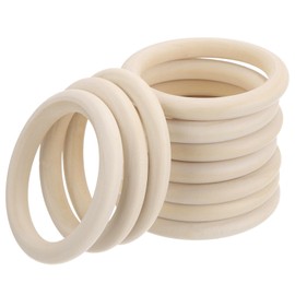 MECCANIXITY 10pcs 3.1" Unfinished Wooden Rings Smooth Natural Wood Macrame Rings for Curtain Connectors DIY Crafts Knitting Decoration Jewelry Making
