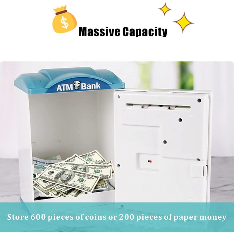 Piggy Bank Money Machine with Fingerprint& Password Code Mini ATM