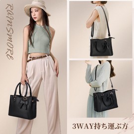 RAINSMORE Women's Tote Bag, PU Shoulder Bag, Zipper Included, Dividers, 3 Way, Freestanding, High Visibility, Lightweight, Popular, Handbag, Stylish, Walking, Shopping, Commuting, School Entrance