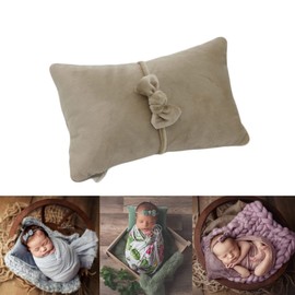 Zeroest Posing Pillows Newborn Photography Baby Posing Pillow Infant Photo Shoot Props Velvet Posing Pillow with Headband (Tan)
