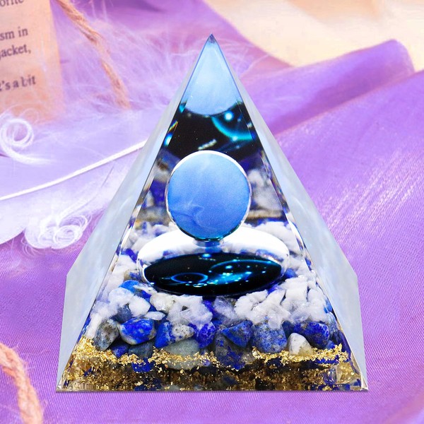 Crystal Pyramid,Zodiac Aquarius Orgone Pyramid, Healing Crystal, Postive Energy Crystal Healing for Yoga, Meditation, Stress Reduce(Aquarius B)