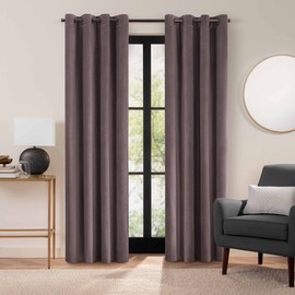 Eclipse Luxury Cotton Velvet 100% Blackout Grommet 84" x 50" Curtain Window Panel in Truffle, 50x84