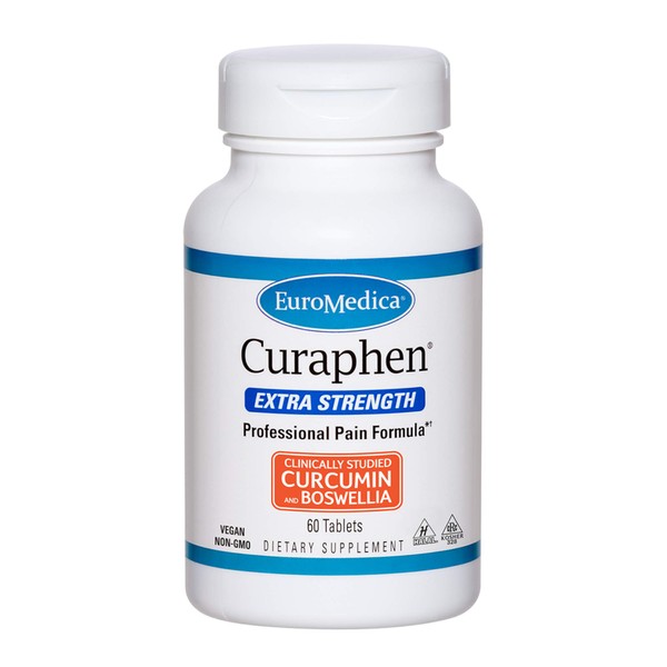 Euromedica Curaphen Extra Strength - 60 Tabs - Professional Pain Formula - Potent Curcumin & Boswellia with DLPA & Nattokinase - Clinically-Studied Ingredients, Highly Absorbable - 60 Servings