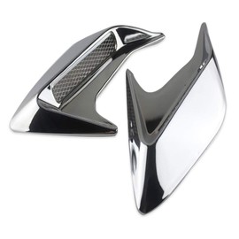 OxoxO A Pair Universal Silver ABS Car Air Flow Intake Cover, Auto Car Hood Air Flow Vent Intake Decorative Scoop Bonnet Hood
