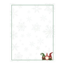 Jolly Gnomes Holiday Letterhead / 50 Sheets / 8.5" x 11" Modern Elf Christmas Paper/Decorative Gnome Stationery
