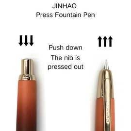 JINHAO 10 Click Fountain Pen for Office Use - Retractable Extra Fine Nib & Ink Converter Set, Caramel Orange(Golden Clip)