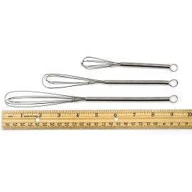 Chef Craft Steel Mini Whisk Set of (3)  5"-7"-8" Chrome Plated Steel Whisks - Kitchen Tools