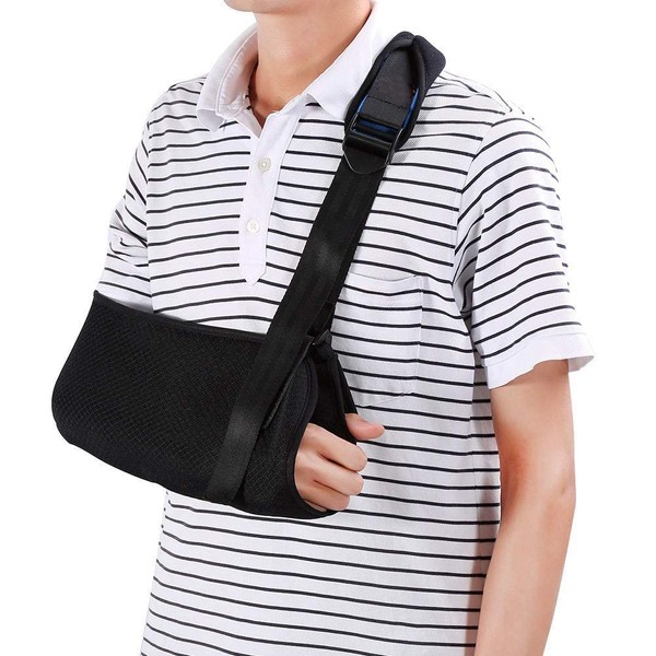 Yosoo Arm Sling - Dislocated Shoulder Sling for Broken Arm Immobilizer Wrist Elbow Support - Ergonomic, Lightweight, Breathable Mesh, Neoprene Padded Strap - Suits both Men & Women, One size (Adult)