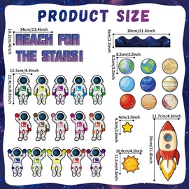 Outer Space Bulletin Board Set Space Themed Classroom Decoration Planet Astronaut Spacecraft DIY Photo Craft Cutout for School Offices Classroom Door Decor Kit Space Themed Party Supplies