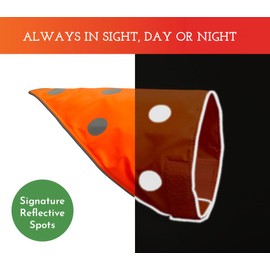 SPOT THE DOG! Reflective Dog Bandanas - High Visibility Safety Dog Accessories for Small, Large Dogs, Orange Collar, Scarf, Kerchief, Bib for Hunting, Camping, Walking at Night (Blaze Orange, M-L)