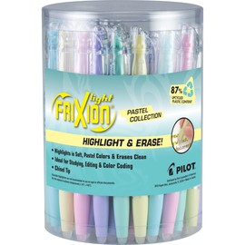 Pilot, FriXion Light Pastel Erasable Highlighters, Chisel Tip, Tub of 36, Assorted Colors