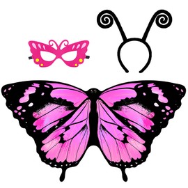 IROLEHOME Kids Butterfly-Wings Costume for Girls Fairy-Wings Toddler-Dress-Up Headband-Mask Butterfly Toys Halloween Party Favors Gifts
