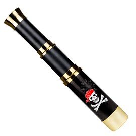 Boland Boland 74313 - Fernrohr Pirat, 1 Stück, Größe 18 bis 32 cm, Durchmesser 4 cm, aus Kunststoff, ausziehbares Teleskop-Fernrohr, Seeräuber, Seefahrer, Spielzeug, Attrappe, Totenkopf, Kompass, Accessoire