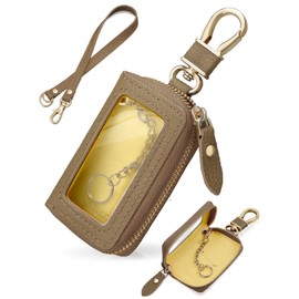 Encore Smart Key Case, High Quality Genuine Leather, Unisex, Genuine Leather, Compatible with Smart Keys, Strap, Window, Leather, Key Holder, Clear Window, Compact, Smart Key Case, beige (taupe)