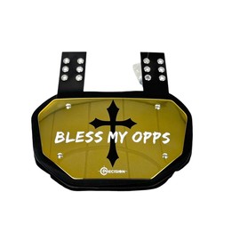 Precision Back Plate - Rear Protector Lower Back Pads for Football Players, **Adults / Big Teen Size** (Bless My OPPS (Mirror Gold))