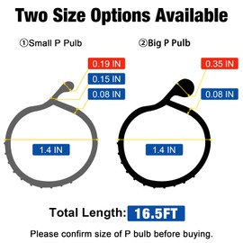 ToLanbbt 16.5FT Garage Door Seals Bottom Rubber 0.35" Big P Bulb Bottom Weather Strip, Overhead Garage Door Seal Replacement Weather Stripping (16.5 FT, Black)