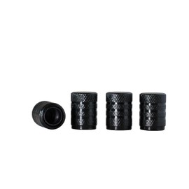 Black Anodized Aluminum Tire Valve Caps - 4 pcs/Pack, Corrosion Resistant Universal Valve Stem Caps, Tire Caps for Cars, Trucks, Motorcycles, SUVs, and Bikes
