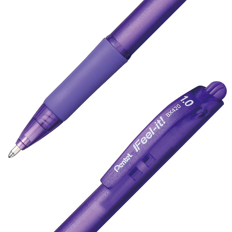 Pentel BX420-V Bolígrafo Feel-It Retráctil para Med Violeta