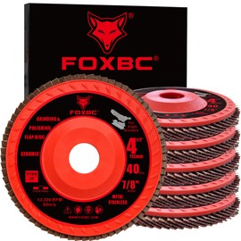 FOXBC 4-1/2 inch Ceramic Flap Disc 40 Grit for Angle Grinder with Speed HUB, Type 27, Grinding and Polishing for Metal, 5 Pack