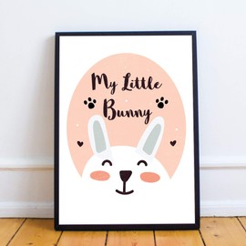 RED OCEAN Animal Prints For Nursery Room/Baby Girl Boy Bedroom Decor/Wall Art Pictures (A4 Print with Black Frame - My Little Bunny)