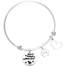 AHAETH Pitbull Mom Gifts for Women Bracelet Best Pitbulls Themed Dog Lovers Merchandise Pitbull Bracelet, Medium, no gemstone