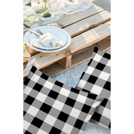 Outdoor Waterproof Pillow Covers for Patio Furniture Buffalo Check Decorative Throw Pillow Cover Black White Plaid Rustic Pillowcases Set of 2 Cushion Case for Sofa Couch Chair Home Decor 18 x 18 Inch