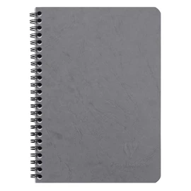 Clairefontaine - Ref 785325C - Age Bag Wirebound Notebook (100 Pages) - A5 Size, Squared Rulings, 90gsm Brushed Vellum Paper, Pocket for Loose Documents - Grey Cover