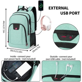 Della Gao Travel Laptop Backpack, Anti Theft Backpack for Men and Women with USB Slit Business Computer Backpack Bag (Green, 15.6 Inch)