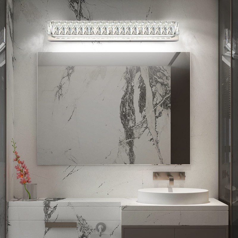 ZUZITO Modern Bathroom Light Fixtures Over Mirror 30 inch Crystal