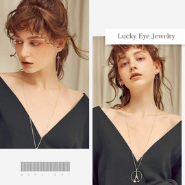 Evil Eye Long Tassel Earrings 925 Sterling Silver Crytal Eye Stud Earrings