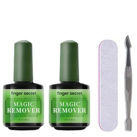 Gel Nail Polish Remover Kit, Fast Efficient Gel Polish Remover for Tough Gel, No Damage to nails Remove Soak Off Nail Gel Polish Portable Magic remover 2 Pack -0.5oz