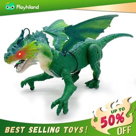 Remote Control Dinosaur Toys for Boys  girls Realistic T-Rex RC Walking Dino with Roaring, Spray, Light, Touch Sensing  with Three Type:_Green Dragon