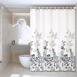 Waterproof Shower Curtain Lightweight Abstract Leaves Bathroom Curtains Vintage Farmhouse Shower Curtain Wet and Dry Separation(Sage Green,86.6Wx78.7H)