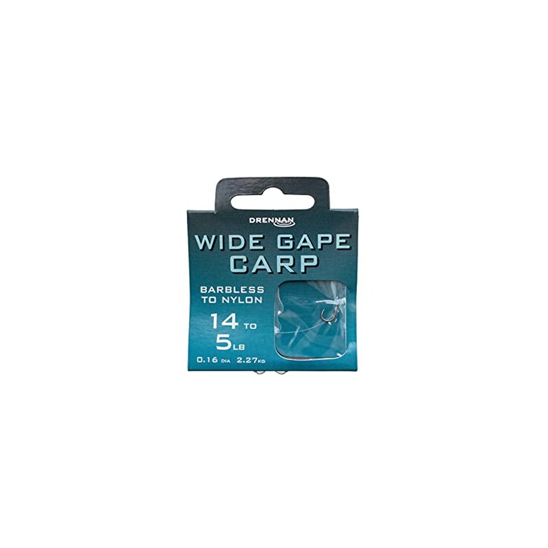 Drennan Hooks to Nylon Wide Gape Carp Barbless