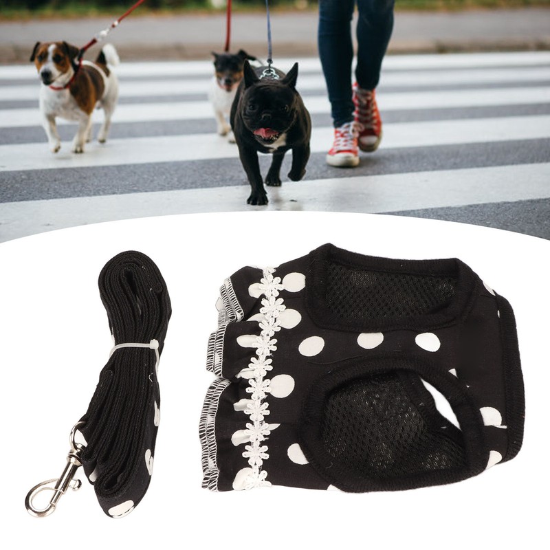 Dog Harness Leash Cute Stylish Polka Dot Pet Vest Traction