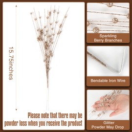 joyhalo 24 Pack Christmas Tree Picks and Sprays, Christmas Tree Filler Decorations, Christmas Glitter Berry Stem Ornaments, Decorative Bead Sticks, Glittery Twigs, Picks, Branches for Christmas Tree