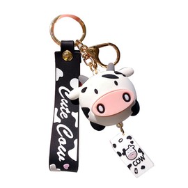 Cute keychain for anyone. Suitable for birthday, Holiday Gifts gift, keychain car charm bag decoration (cow -black)