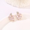 Pink Rhinestone Stud Earrings for Women Small Dainty Crystal Cluster