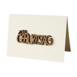 Original Holzgrußkarte - Papierkarte mit Schriftzug aus Echtholz in Nuss"Alles Gute", Postkarte, Geschenkkarte, Klappkarte, Karte, Geburtstagskarte