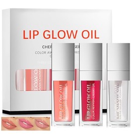3 Colores Fat Oil Lip Drip Gloss Sets, Brillos Labiales Hidratante y Voluminizador, No Pegajosa, Duradera e Hidratante, Fórmula pura y natural, Kit de Maquillaje, Regalos para Mujer (SET-A)