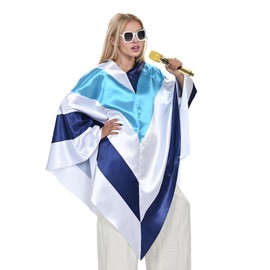 Aleshime Women Ladies Disco Poncho 1970s Eurovision Trooper Poncho Cape Costume, Abba Party Fancy Dress Outfits with Bling Sunglasses