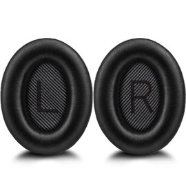 Pluggo Replacement Ear Cushions Kit Made for Bose QuietComfort 35 (QC35) & Quiet Comfort 35 II (QC35 ii) Series Headphones, Soft Protein Leather Foam Ear Pads (Black)