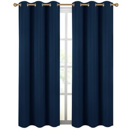 Diraysid Navy Blue Grommet Blackout Curtains for Bedroom Thermal Insulated Room Darkening Curtains Drapes, 42 x 95 inch, 2 Panels