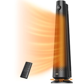 Dreo Space Heater Large Room, 30" Electric Heaters with Remote, 120° Oscillation, Adjustable Thermostat, 5 Heat & 3 Fan levels, 8 Safety Protections, 25dB Quiet, 1-12H Timer, Heater for Office, Black